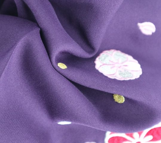 卒業式袴単品レンタル[刺繍]花紫色に花紋と花びら刺繍[身長143-147cm]No.731